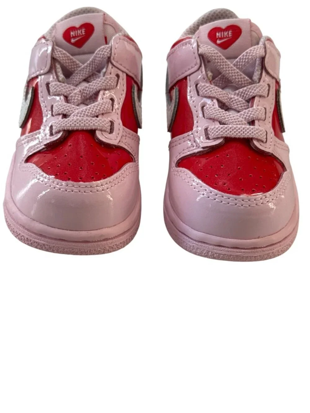 NIKE Baby Girls Pink/Red Patent Leather Sneakers US 6C Heart Design Toddler